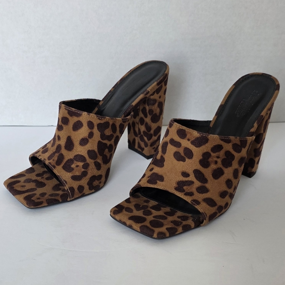 Charlotte Russe Slip-On Open Toed Leopard Heels Size 8